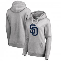 San Diego Padres Women\'s Plus Sizes Primary Team Logo Pullover Hoodie - Ash