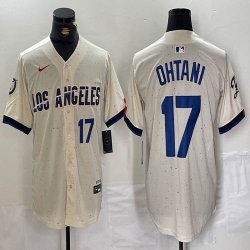 Nike Los Angeles Dodgers #17 Shohei Ohtani beige fashion MLB baseball Jersey 07