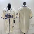 Nike Rams blank beige baseball jerseys Joint name-BD