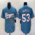 Nike Texas Rangers #53 Adolis Garcia skyblue majestic baseball jerseys-BD 01