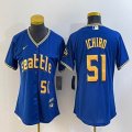 Women Nike Seattle Mariners #51 Ichiro Suzuki blue majestic mlb jersey city version-BD