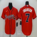 Nike Atlanta Braves #7 Dansby Swanson red majestic baseball jerseys