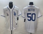 Nike Los Angeles Dodgers #50 Mookie Betts white MLB baseball Jersey Joint name -BD 01