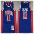 Detroit Pistons #11 Isiah Thomas blue throwback NBA jersyes-XD