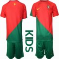 2022 World cup Portugal team red green kid soccer jerseys home