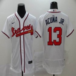 Nike Atlanta Braves #13 Ronald Acuna Jr. white Flexbase Authentic Collection Jersey