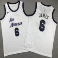 Youth Nike Los Angeles Lakers #6 LeBron James white basketball jerseys city version -XD