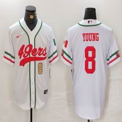 Nike San Francisco 49ers #8 Steve Young white baseball jerseys Joint name-BD 01