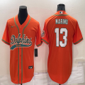 Nike Miami Dolphins #13 Dan Marino orange baseball jerseys Joint name-BD