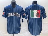 2023 World Cup Mexico blank blue majestic baseball jerseys-BD 10