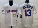 2023 World Cup Dominican Republic's #13 Manny Machado white majestic baseball jerseys 02