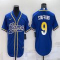 Nike Rams #9 Matthew Stafford blue baseball jerseys Joint name-BD