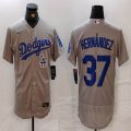 Nike Los Angeles Dodgers #37 Enrique Hernandez gray Flexbase Authentic Collection Jersey-BD 02