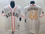 Nike Houston Astros #44 Yordan Alvarez white gold majestic baseball jerseys 01