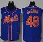 Nike New York Mets #48 Jacob DeGrom Blue majestic baseball jersey with not sleeves