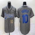 Nike Los Angeles Dodgers #10 Justin Turner Hemp grey majestic baseball jerseys Joint name -BD 02