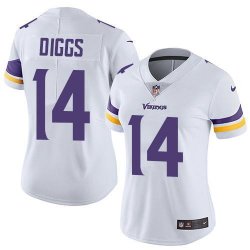 Women Minnesota Vikings #14 Stefon Diggs Nike White Color Rush Limited Jersey