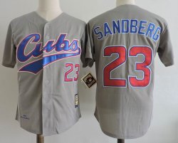 Chicago Cubs #23 Ryne Sandberg gray throwback baseball jersey