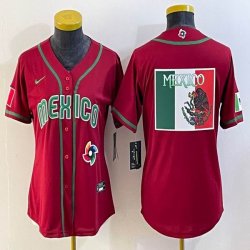 Women 2023 World Cup Mexico blank red majestic baseball jerseys