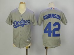 Youth Los Angeles Dodgers #42 Jackie Robinson Grey majestic Baseball Jerseys