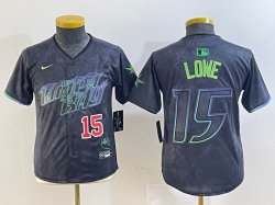 Youth Nike Tampa Bay Rays #15 Lowe black majestic baseball jersey city version 01