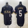 Nike Texas Rangers #5 Seager black gold majestic baseball jerseys Champions patch