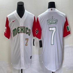 2023 World Cup Mexico #7 Julio Urias white red majestic baseball jerseys 68