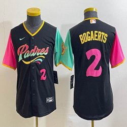 Youth Nike San Diego Padres #2 Xander Bogaerts black red majestic baseball jerseys city version 01