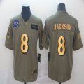 Baltimore Ravens #8 Lamar Jackson green gold Nike Olive 2019 Salute to Service Limited Jersey