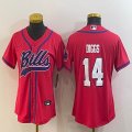 Women Nike Buffalo Bills #14 Stefon Diggs red baseball jerseys Joint name-BD