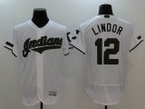 Cleveland Indians #12 Francisco Lindor white Commemorative version Flexbase Authentic Collection Jersey