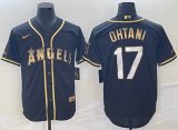 Nike Los Angeles Angels #17 Shohei Ohtani black gold majestic baseball Jersey-BD