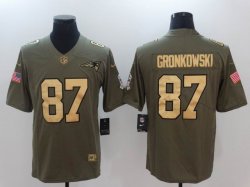 Nike New England Patriots #87 Rob Gronkowski green Gold fashion Color Rush Limited Jersey