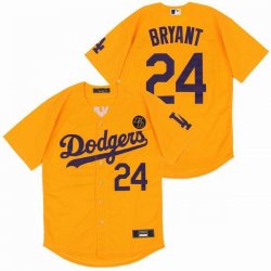 Nike Los Angeles Dodgers #24 Kobe Bryant Yellow majestic baseball Jersey-KB patch