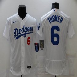 New Nike Los Angeles Dodgers #6 Turner white Flexbase Authentic Collection Jersey