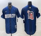 Nike Detroit blank blue Majestic baseball jerseys city version 04