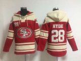 San Francisco 49ers #28 Carlos Hyde red beige nfl Hooded Sweatshirt