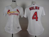 women St.Louis Cardinals 4# Yadier Molina white mlb jersey