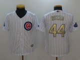 Youth 2017 Chicago Cubs Anthony Rizzo #44 white gold baseball World Series Champions Jersey