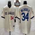 Nike Los Angeles Dodgers #34 Fernando Valenzuela beige fashion majestic baseball Jerseys-BD 01