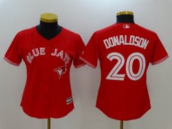 Women Toronto blue jays #20 Josh Donaldson red majestic baseball Jersey