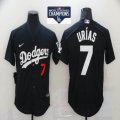 Custom Nike Los Angeles Dodgers #7 Julio Urias black Flexbase baseball jersey-BD