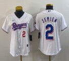 Women Nike Texas Rangers #2 Marcus Semien white majestic baseball jerseys -BD 02