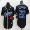 Nike Los Angeles Dodgers #22 Clayton Kershaw black throwback majestic baseball Jerseys-BD