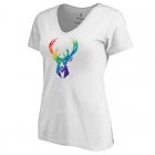 Women's White Milwaukee Bucks Fanatics Branded Team Pride V-Neck T-Shirt