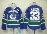 Vancouver Canucks #33 H.SEDIN Blue NHL Women Jerseys C Patch