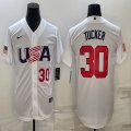 2023 World Cup #30 Kyle Tucker white USA majestic baseball jerseys 07