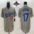 2024 World Series Champions Los Angeles Dodgers #17 Shohei Ohtani Nike gray majestic baseball Jersey