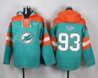 Custom Miami Dolphins #93 Suh light green orange nfl Hooded Sweatshirt