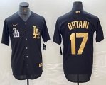 Los Angeles Dodgers #17 Shohei Ohtani Nike black gold majestic baseball Jersey -BD 01